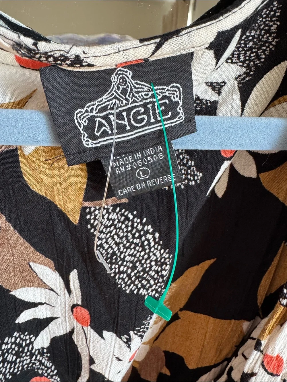Angie Black Floral Mini Dress with White & Mustard Blooms - Picture 3 of 4